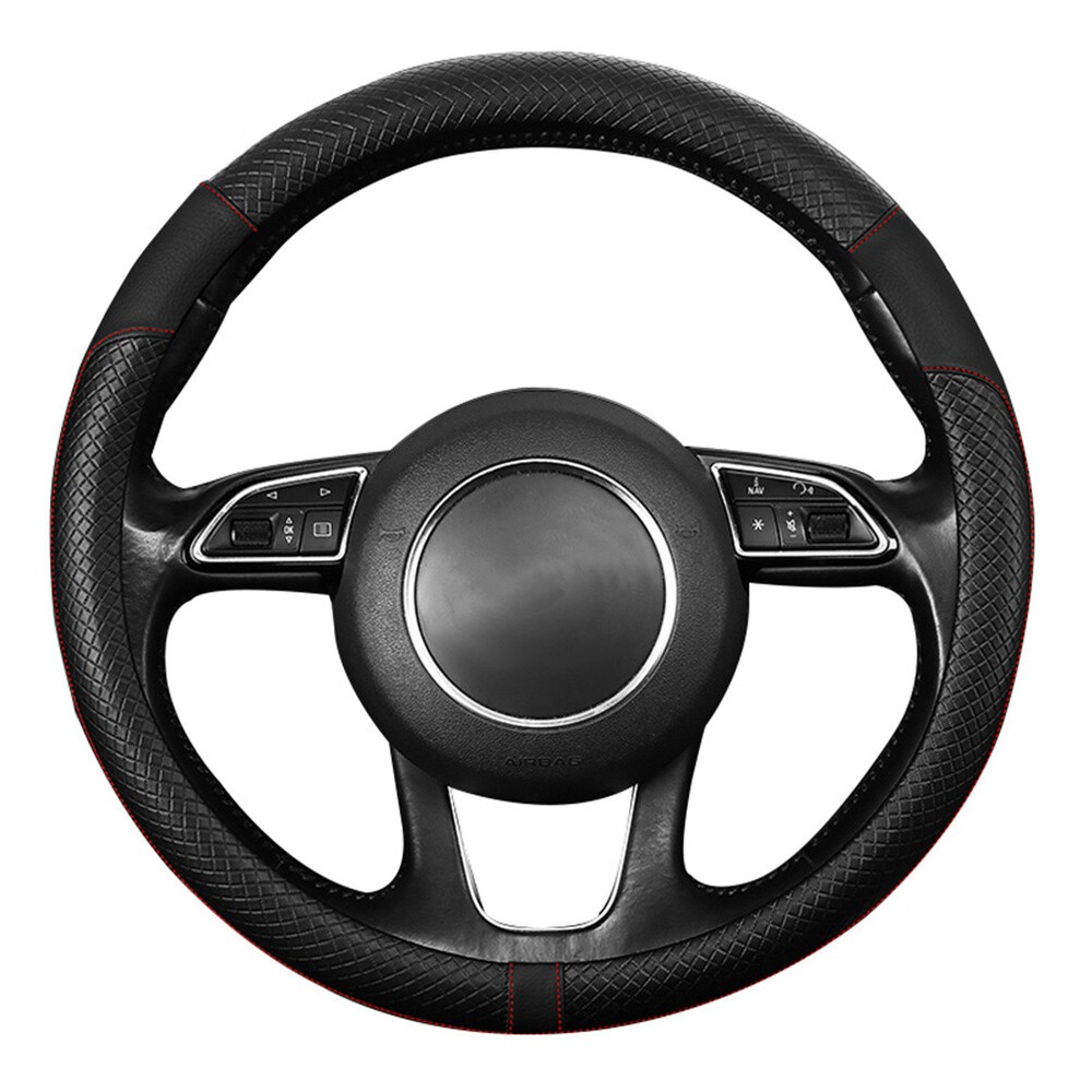 For Nissan Rogue Altima Sentra Car Steering Wheel Cover Black Leather Anti-slip