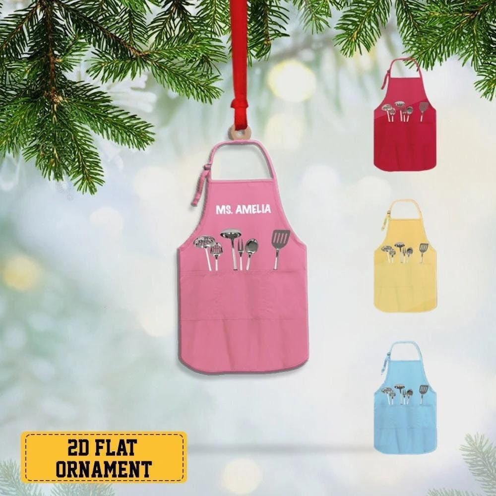 Personalized Lunch Lady Apron Custom Christmas Ornament  Christmas Lunch Lady 2D