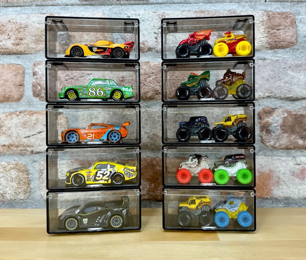 Clear Grey Transparent Display Case Matchbox Hot Wheels STACKABLE 1/64 10 PCS
