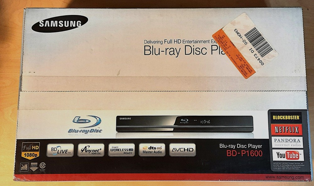 SAMSUNG BD-P1600 BLU-RAY DISC PLAYER FULL HD 1080p HDMI USB W Remote CIB