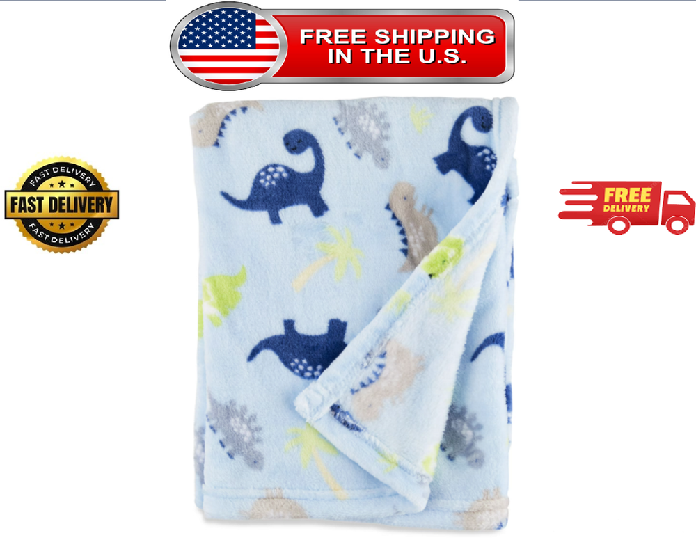 Parent’s Choice Plush Baby Blanket, Blue Dinosaur, 30 in x 36 in