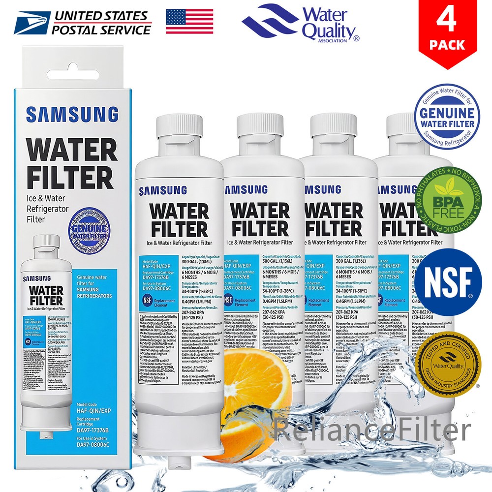 4PACK NSF 42 Certified DA97-17376B Samsung Water Filter with HAF-QIN for RF23M8090SG Refrigerator