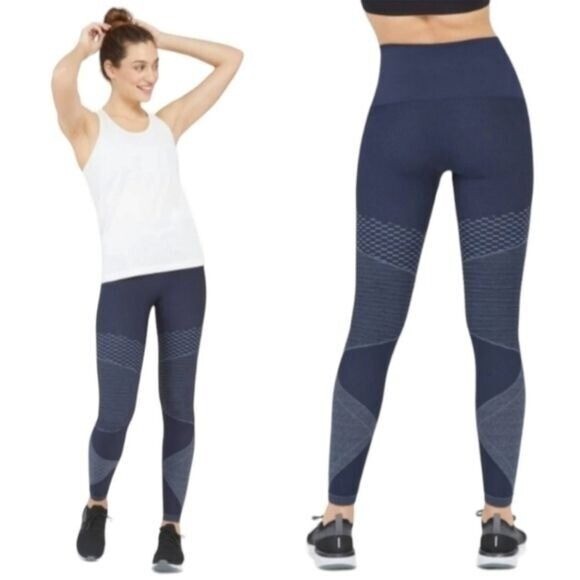 SPANX Seamless Moto Leggings in Indigo Sky Blue Size M for Women