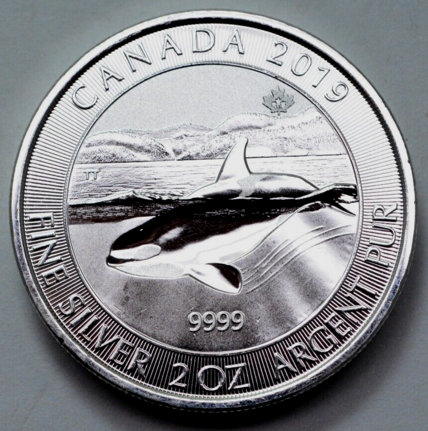 2019 Orca Whale 2 OZ 9999 SILVER ROUND $10 DOLLAR CANADA COIN RARE, NO RESERVE $