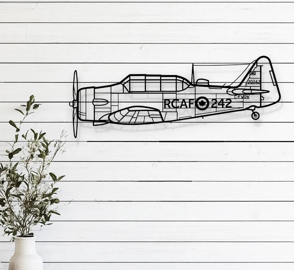 RCAF Harvard / T-6 Texan Metal Wall Art – Laser Cut Aircraft Decor (Bare Steel)