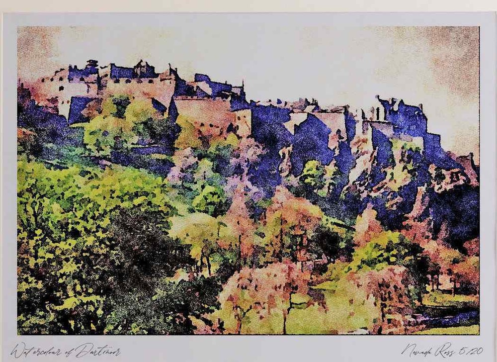 738074 Edinburgh Castle From Pricess Street Scotland A3 Watercolour print