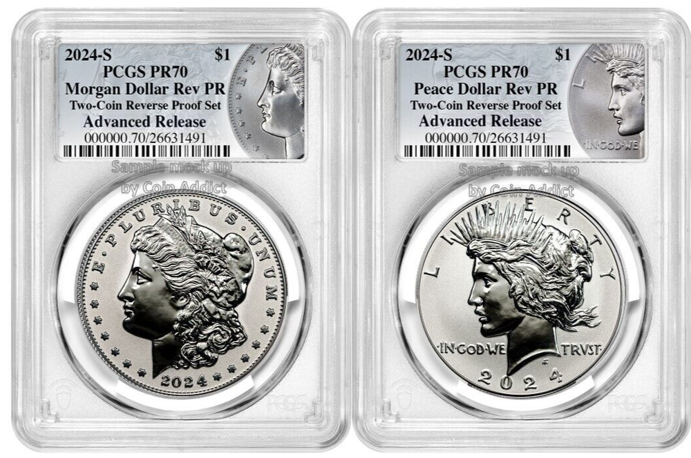 Presale 2024 S Morgan & Peace Silver $1 Reverse PCGS PR70 Advanced Release-image