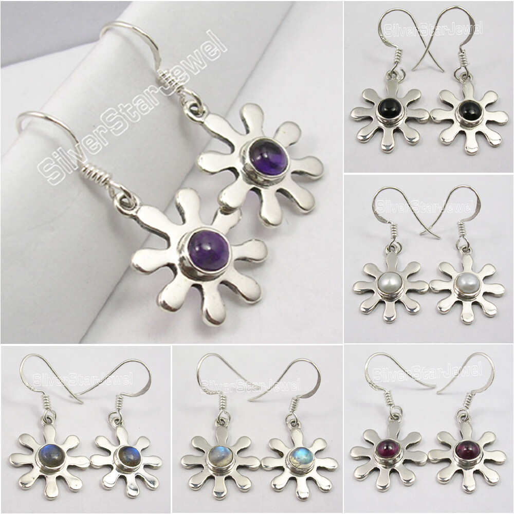 FLASH SALE TODAY ONLY 925 Silver Earrings MOONSTONE, AMETHYST & Other Gemstones-image