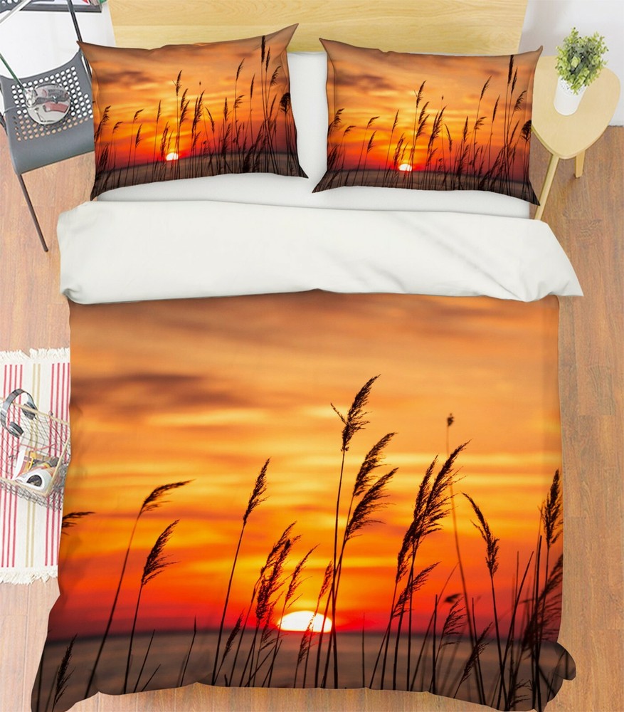 3D Sunset Grass ZHUA3400 Bed Pillowcases Quilt Duvet Cover Set Queen King Zoe