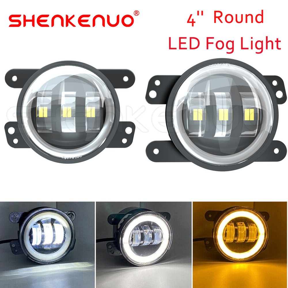 Pair 4 inch LED Fog Light Driving Lamp Clear Lens For 2015-2018 Jeep Renegade