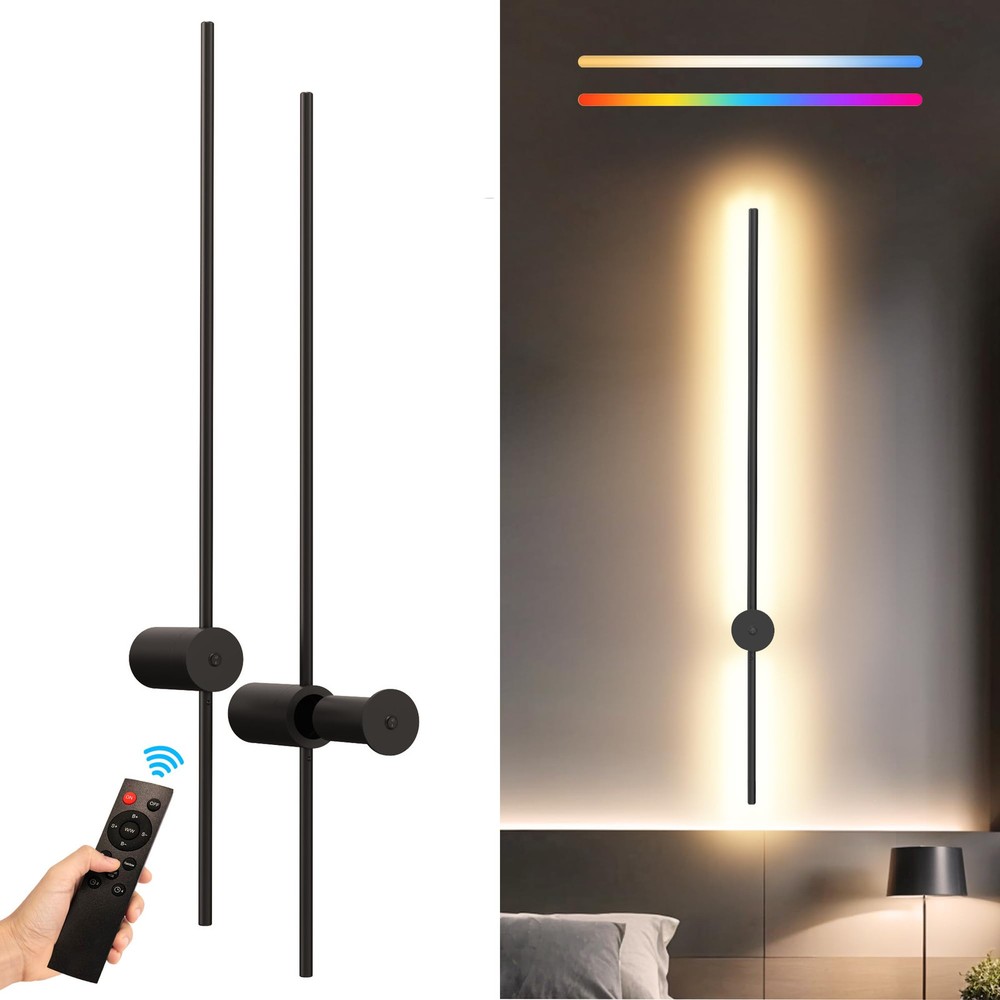 40 Inch Battery Operated Wall Sconce Set of 2, 5200 mAh USB Rechargeable LED ...