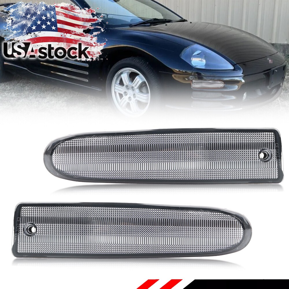 2X Clear Lens Front Bumper Turn Signal Lights For 2000-2002 Mitsubishi Eclipse
