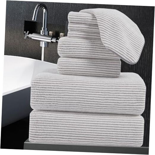 8-Piece Luxury Bath Towel Set in Beige and White for Spa-Like Comfort  