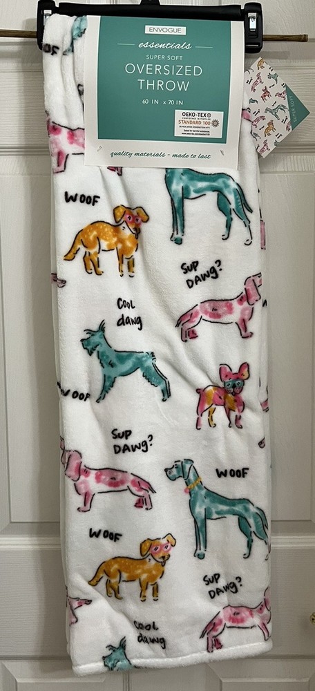 Envogue Multi-dog Breeds Oversized Throw Blanket 60 x 70. NWT.