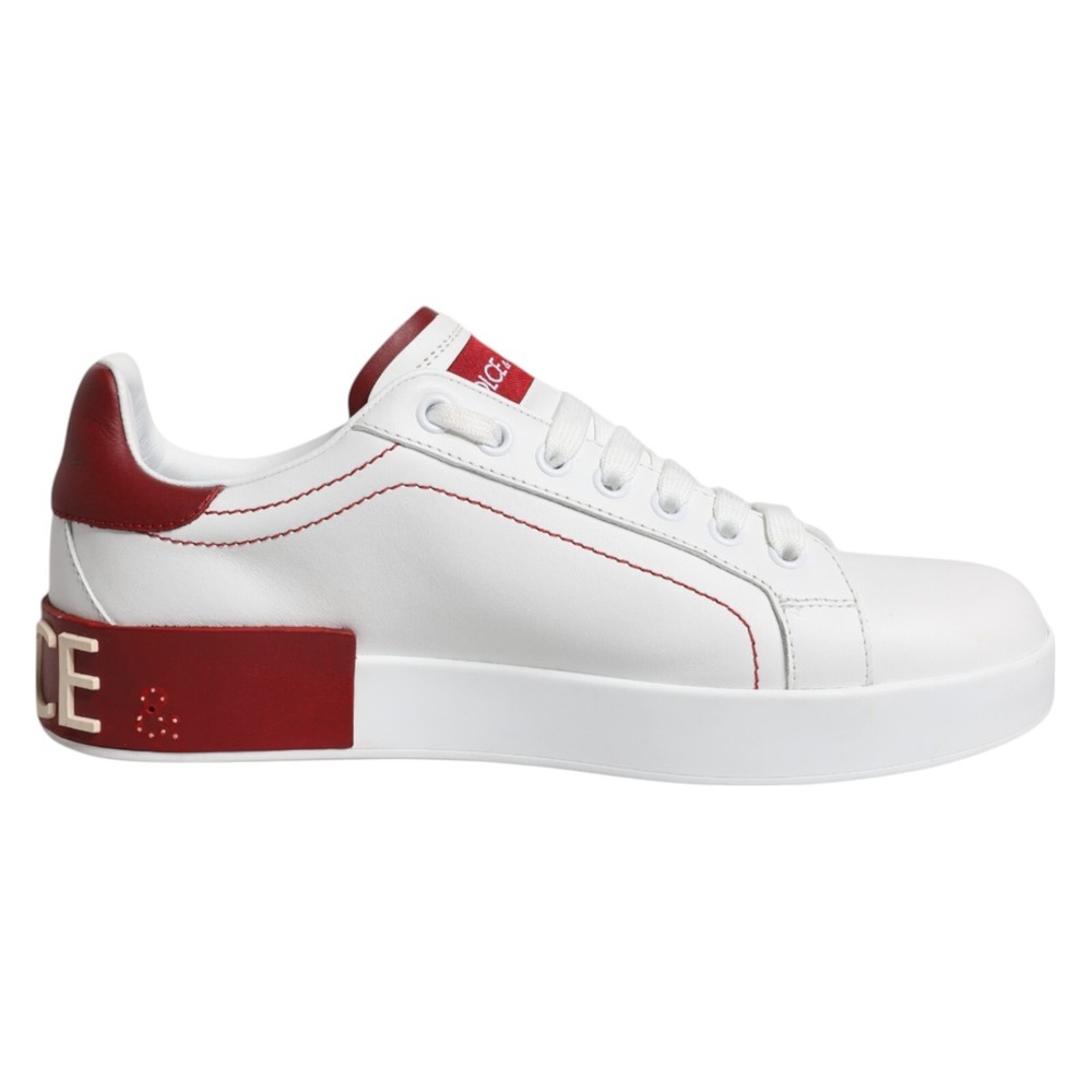 DOLCE & GABBANA Shoes White Leather Logo Portofino Sneakers EU37 / US6.5 700usd