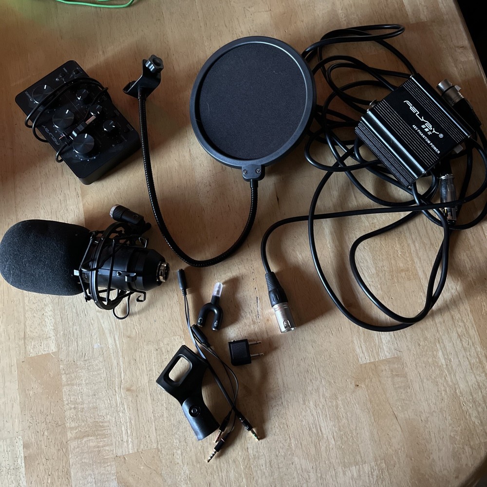 FELYBY Premium Condenser Microphone, Studio Cardioid Microphone Kit with Phantom