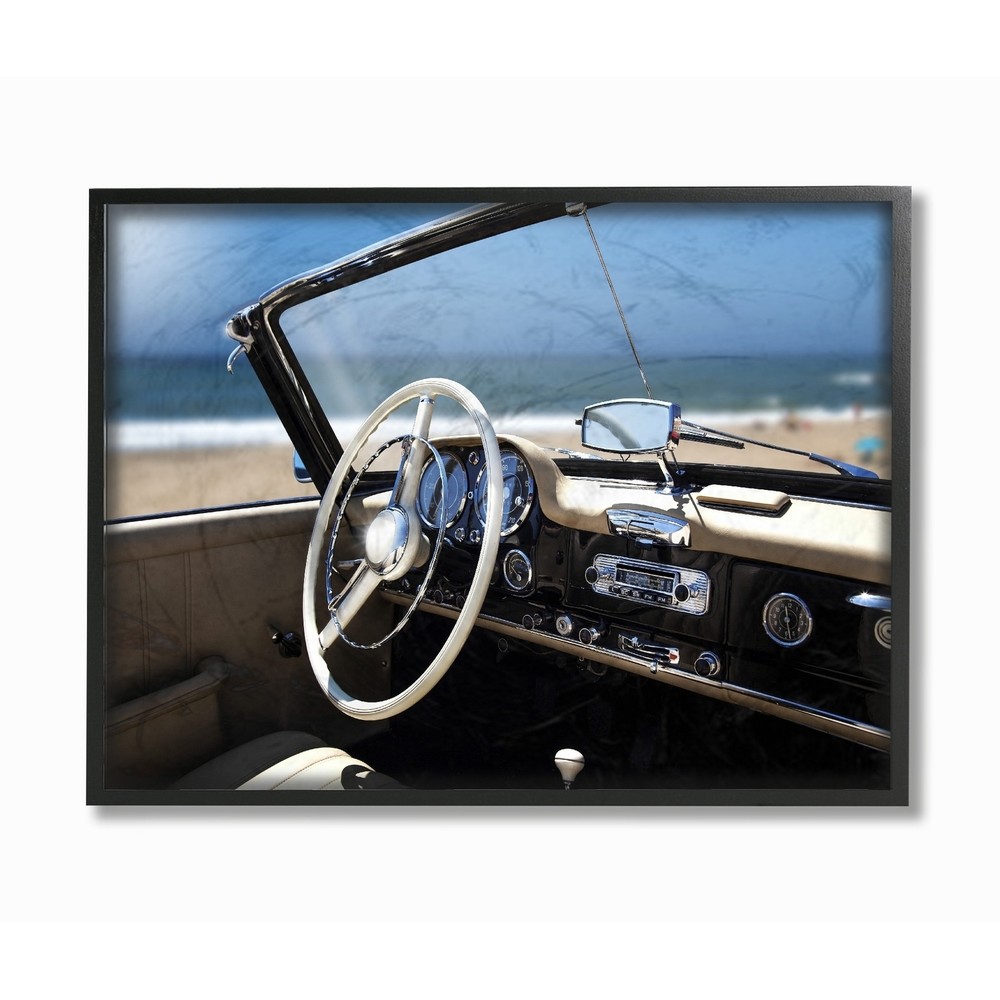 Stupell Long Beach Vintage Car Framed Giclee Texture Art  11 x 14
