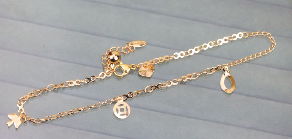 Trendy Rose Gold Anklet with Charms, XPAL1043