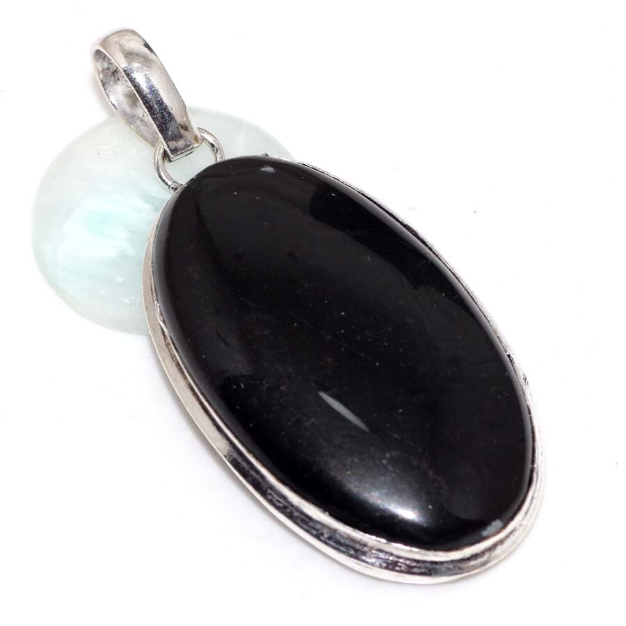 Black Onyx 925 Silver Plated Gemstone Pendant 2.3