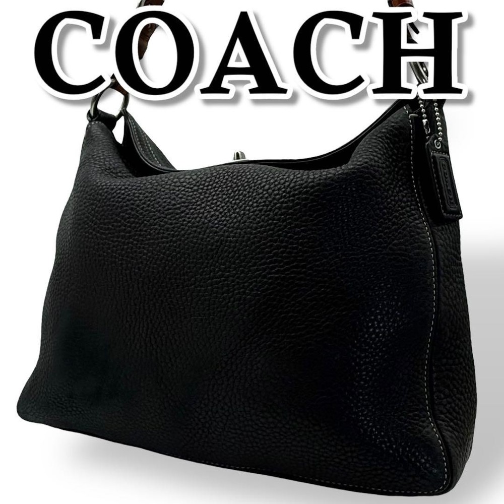 Coach One Shoulder Bag Leather Black Authentic Crossbody Purse