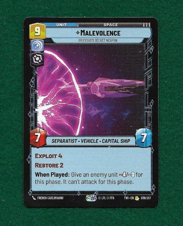 STAR WARS UNLIMITED MALEVOLENCE #39 TWILIGHT OF THE REPUBLIC RARE