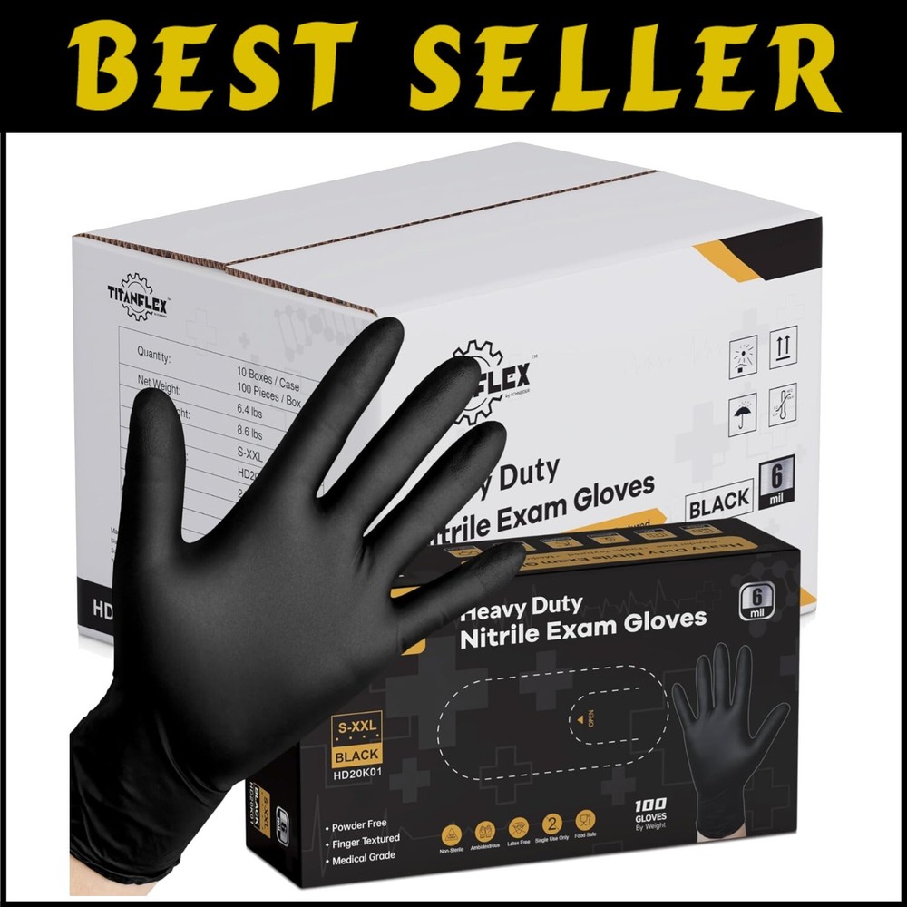 6-Mil Heavy-Duty Nitrile Gloves Disposable Hypoallergenic Food Safe