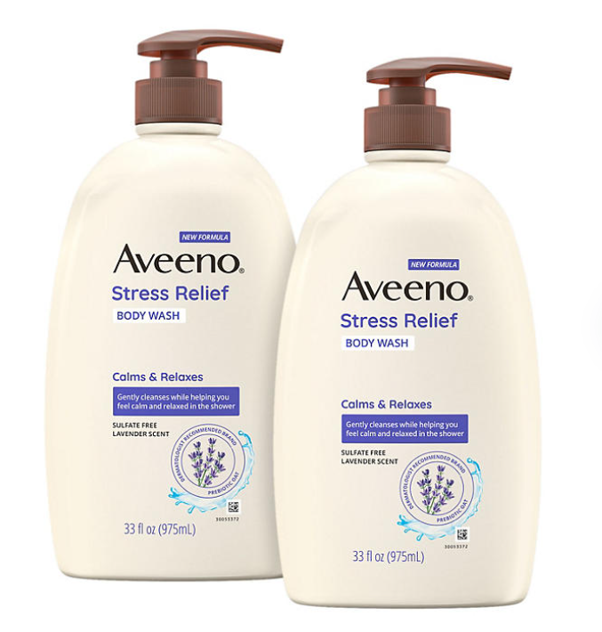 Aveeno Stress Relief Body Wash 33 fl oz 2-Pack with Soothing Oat