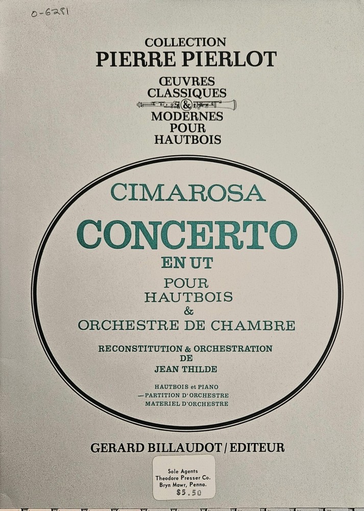 Domenico Cimarosa Concerto for Oboe C Major - Pierre Pierlot Collection - Score