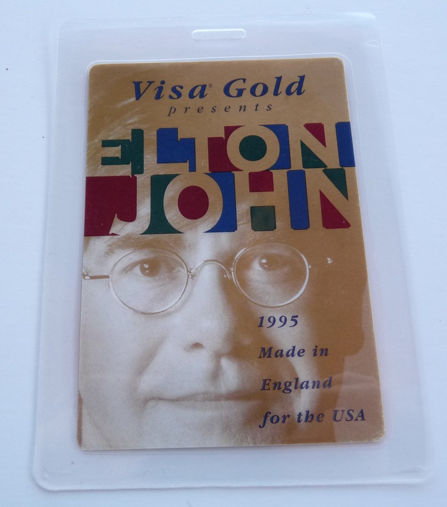 Elton John 1995 Visa Concert Tour Band Personnel Backstage Pass Laminate D22