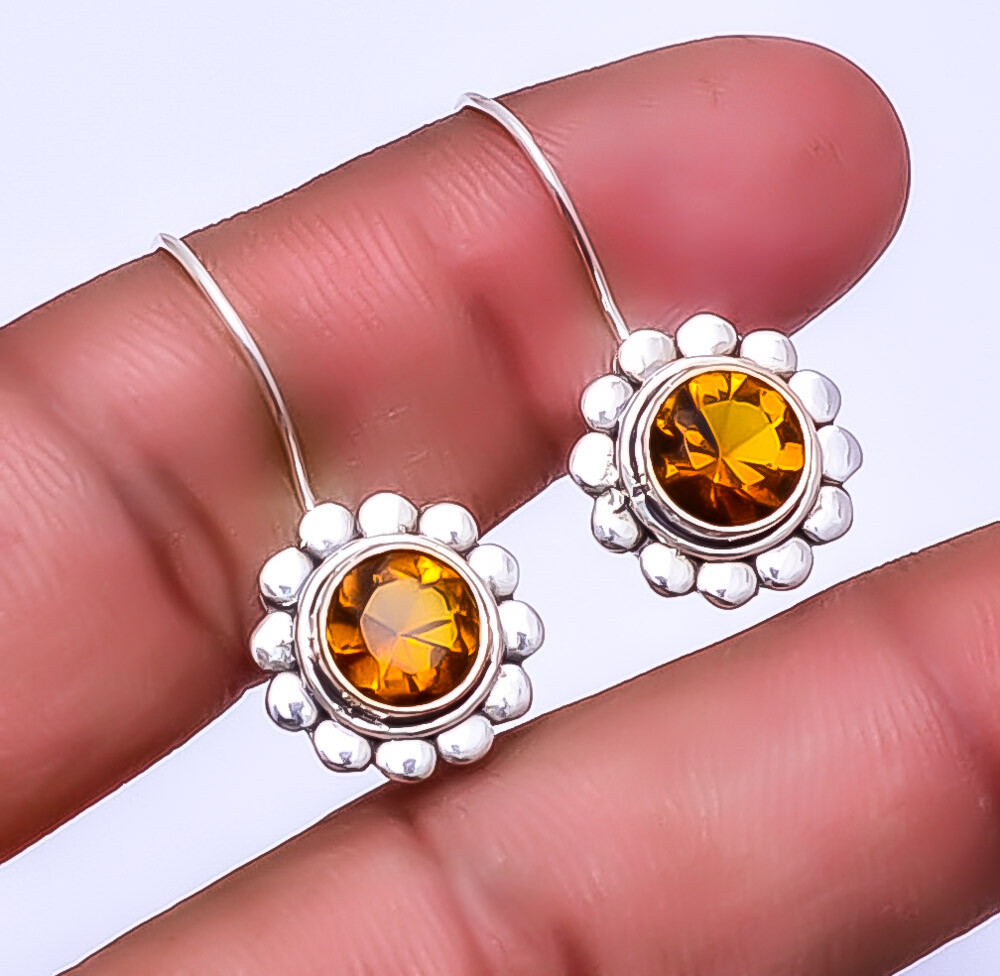Citrine Bali Sterling Silver Earrings 1.17