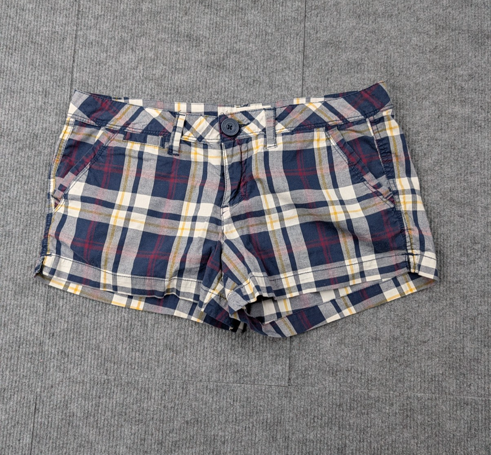 Vintage Aeropostale Micro Mini Shorts Womens 7/8 Plaid Y2K Preppy Low Rise Chino