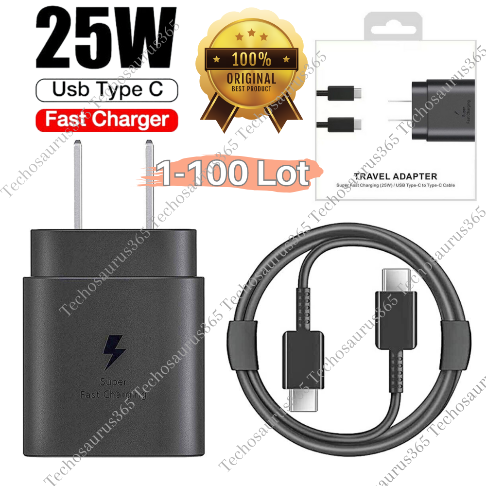25w Type USB-C Super Fast Wall Charger PD Cable For Samsung Galaxy S20 S21 LOT