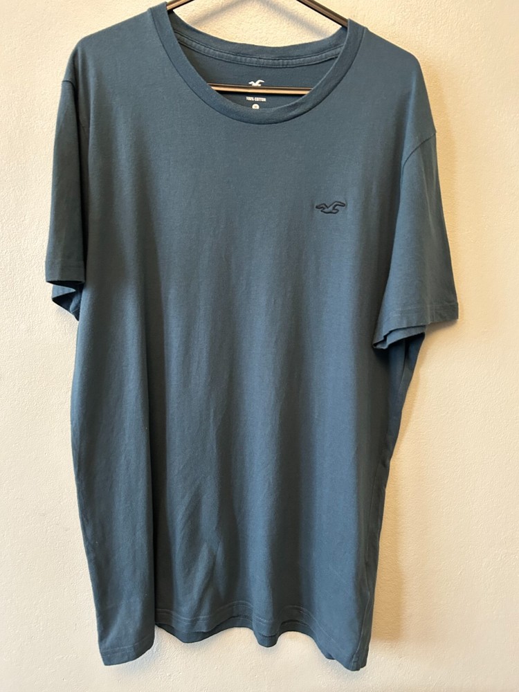 Men’s Hollister Navy Blue V Neck T-shirt Top Size Medium