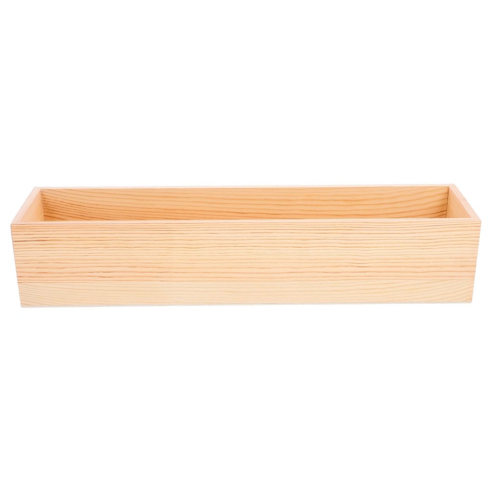 Wooden Storage Box with Compartments Unfinished Rectangle Household Chest  