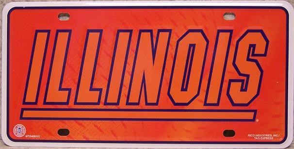Illinois Fighting Illini NCAA Aluminum License Plate Brand New