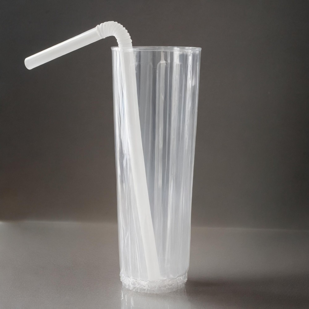 Plastic Flexible Drinking Straws 400 Disposable Individual Wrapped straws 7.75