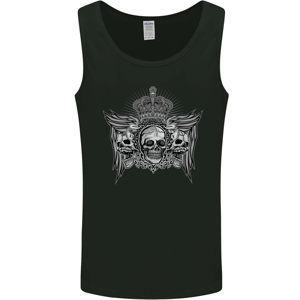 3 Skull Crown Mens Vest Tank Top