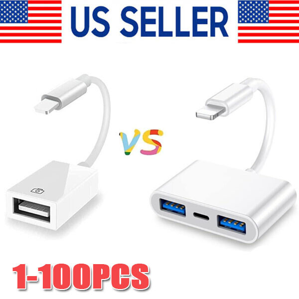 Dual USB 3.0 OTG Camera Adapter with Charging for iPhone iPad