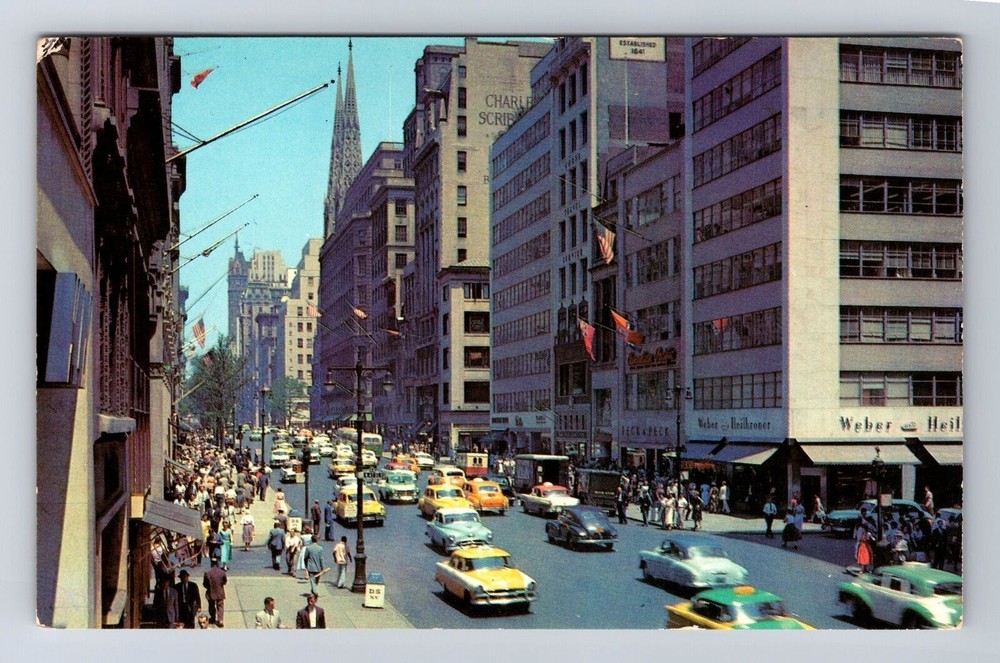 New York City NY-Fifth Avenue Looking North, Advertisement, Vintage Postcard