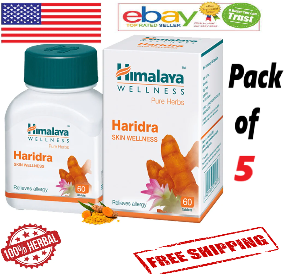 5 Pack Himalaya Haridra 60 Tabs for Allergy Relief & Skin Wellness
