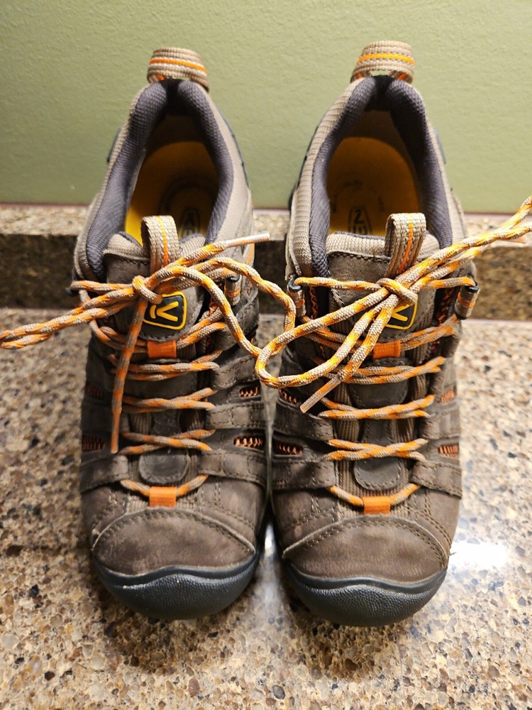 KEEN Flint Steel-Toe Work Shoe Brown Orange Hiking Mens Size 7