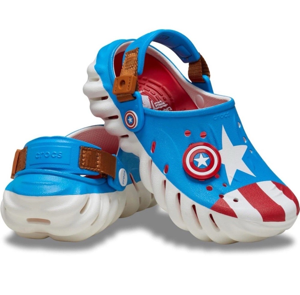 Marvel x Crocs Captain America Super Hero Echo Clogs Kids Size J 6 NEW