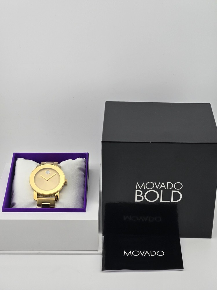 Movado Bold Women's Champagne Dial Stainless Steel Watch 3600104