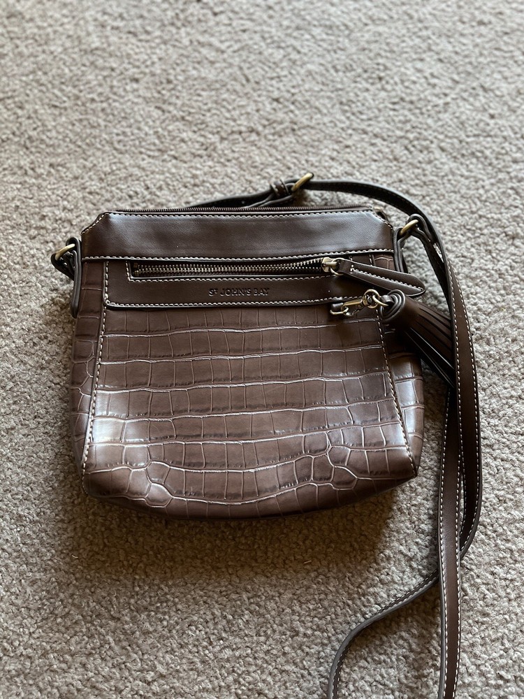 St. John’s Bay Women’s Faux Leather Brown Crossbody Bag Purse