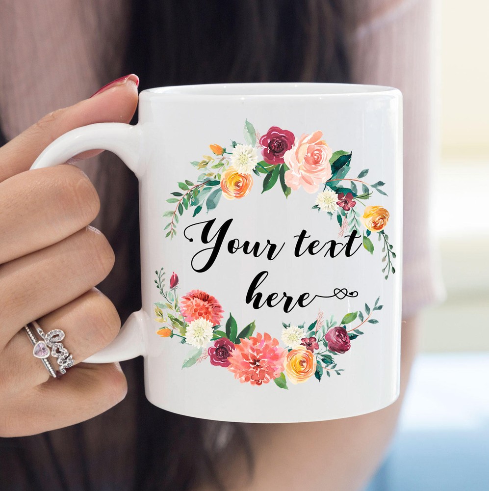 Personalised Coffee Mug For Women Floral Mug Custom Tea Cup Gift For Mom Mothers