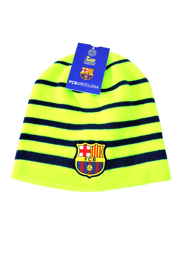 FC Barcelons Sports Beanie Cap Soccer Football Club La Liga Neon FCB Yellow New