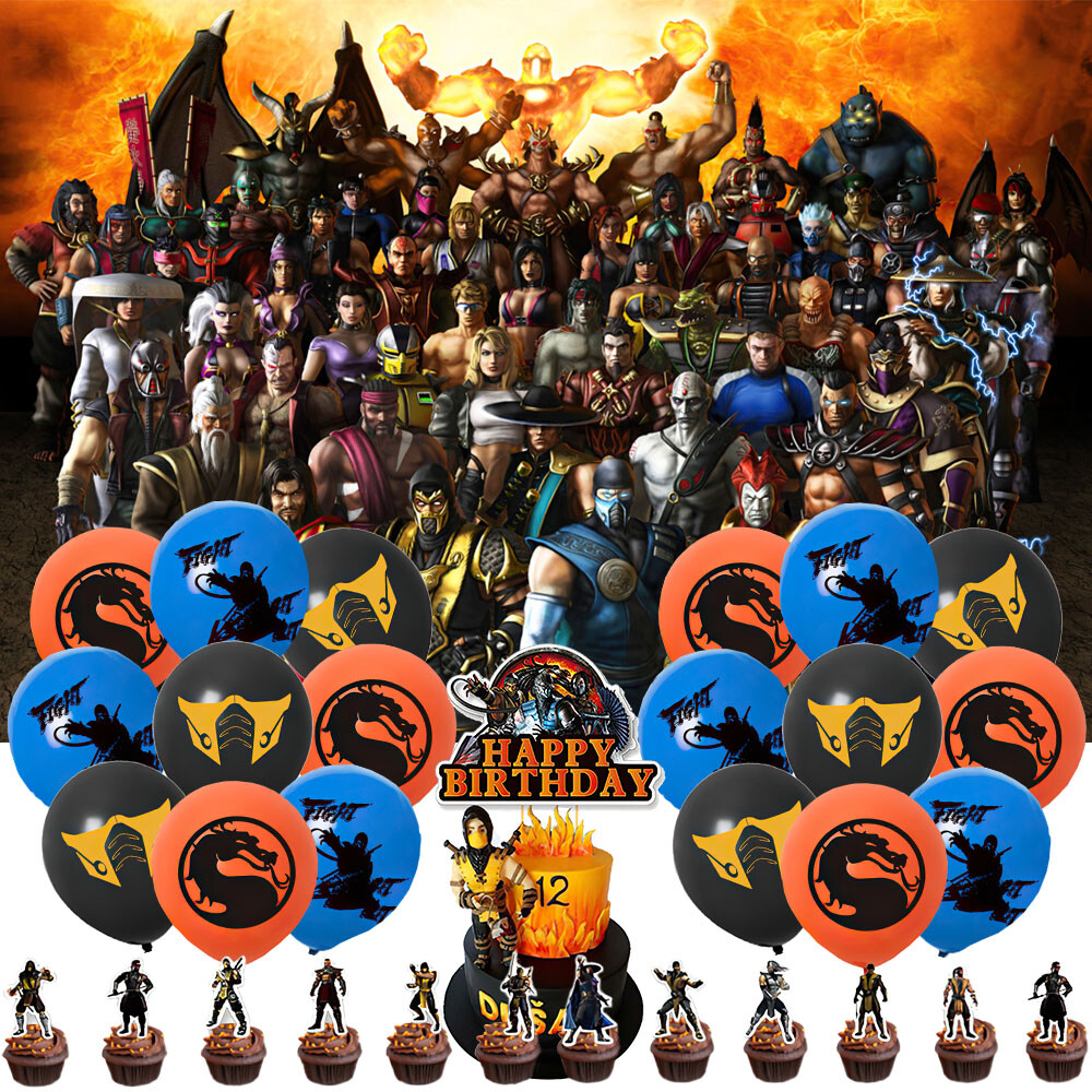 Mortal Kombat Party Supplies Birthday Decor Set Balloons Cake Topper Banner