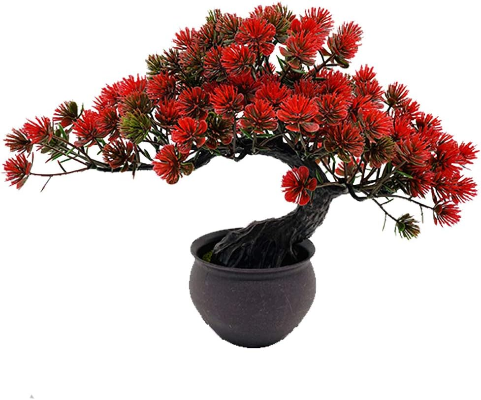 Artificial Plants Artificial Bonsai Juniper Tree Potted Faux Japanese Pine Bonsa