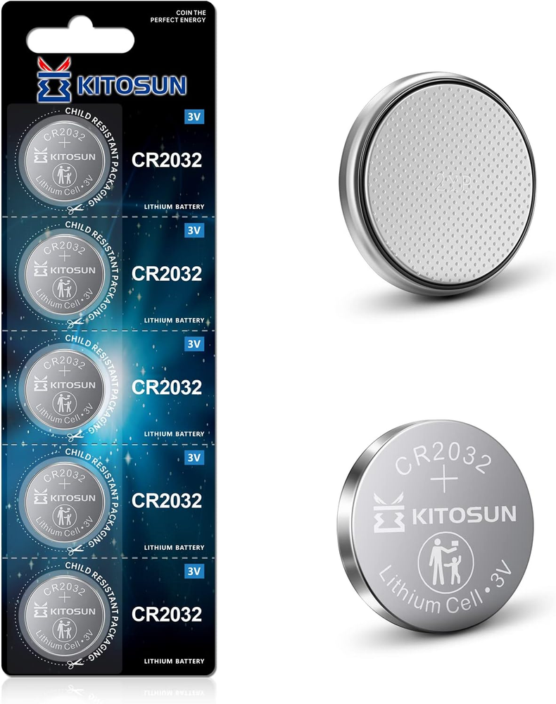 Kitosun CR2032 3V Lithium Coin Battery 5 Pack for Apple Airtag & Car Key Fob
