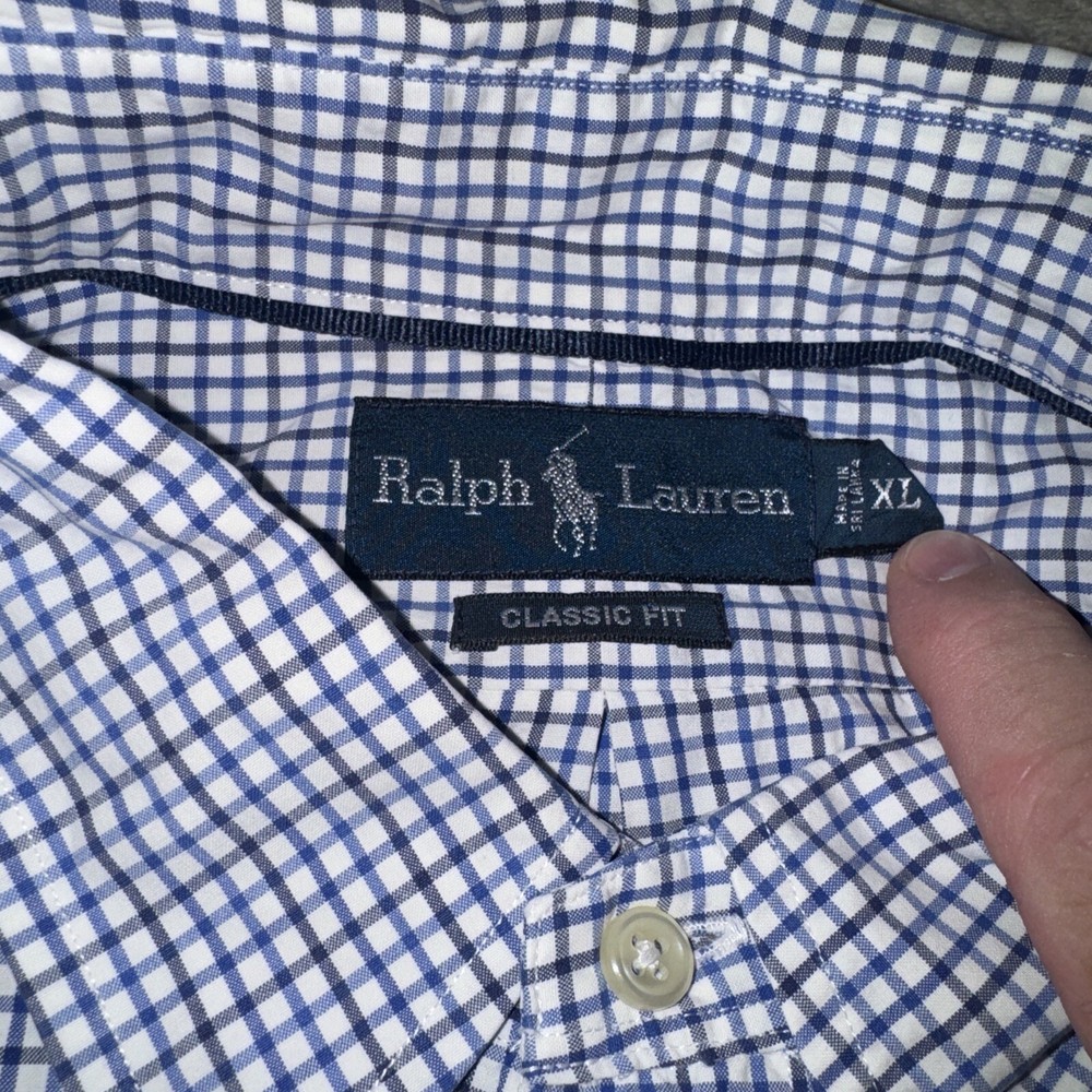 Polo Ralph Lauren Men's Classic-Fit Stretch Blue Check Shirt-Size: XL